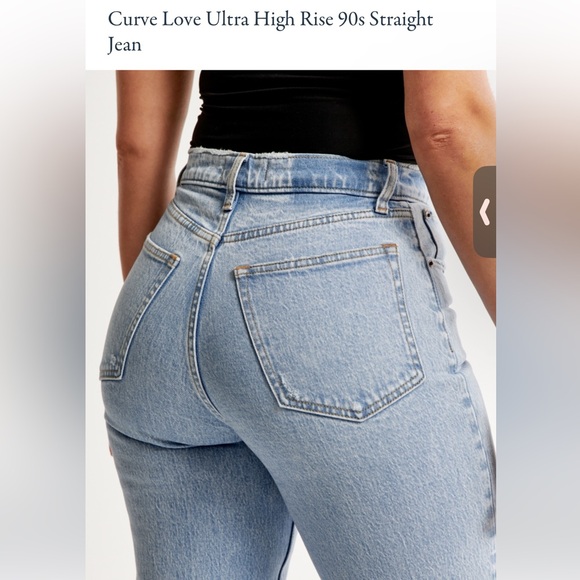 Abercrombie & Fitch • Curve Love 90s Straight Ultra High Rise Jeans Light Marble - Picture 6 of 13